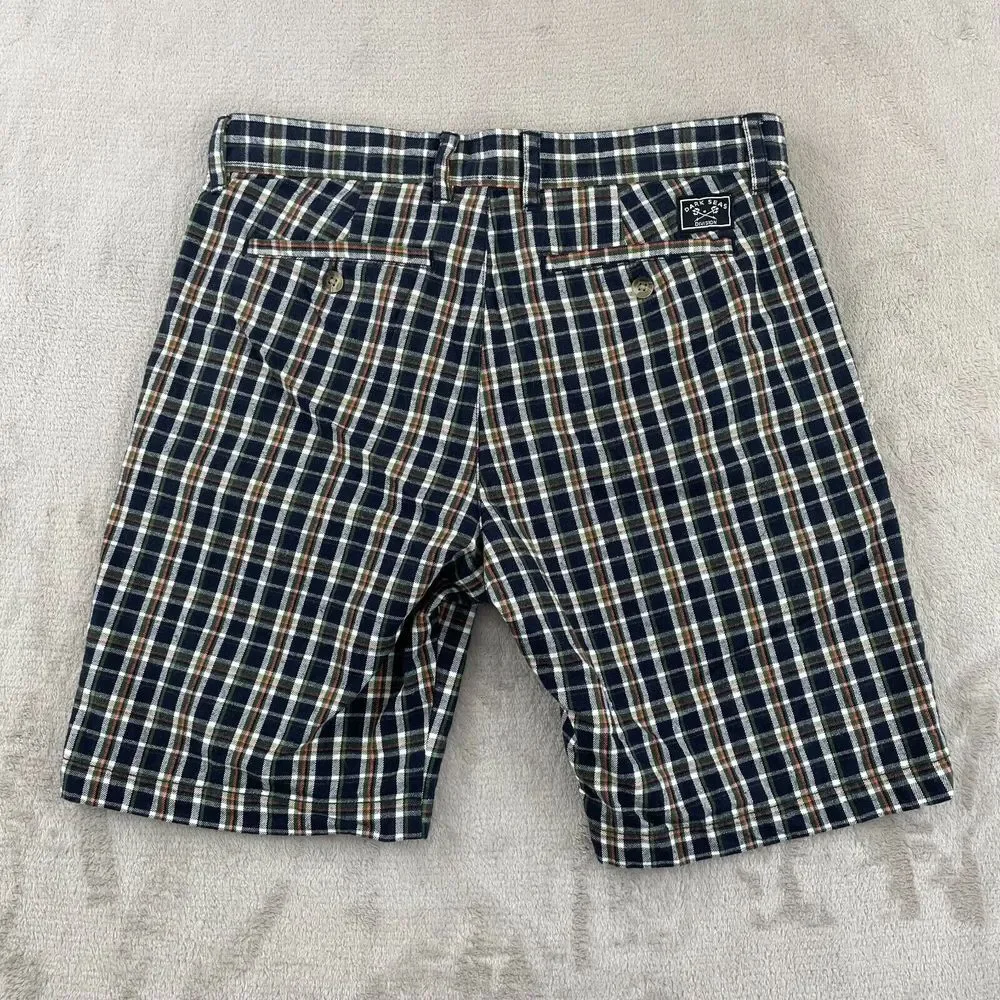 Dark Seas Walk Shorts Men 32x8 Hill Navy Tartan Plaid Preppy‎ Casual